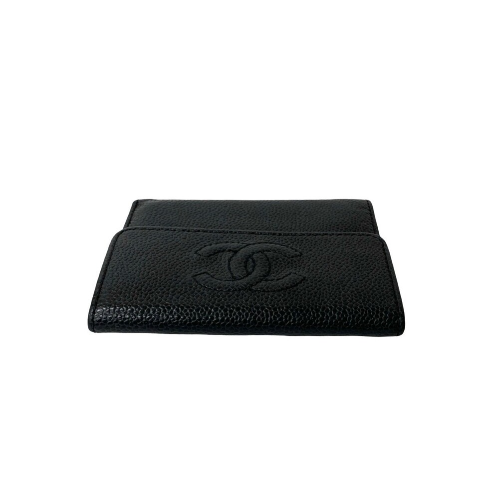 CHANEL Authentic Black Caviar Leather Logo Wallet - Picture 3 of 10